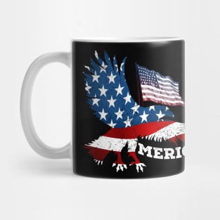 American Eagle, map and Flag, 4th of July, happy independence day God Bless America Mug